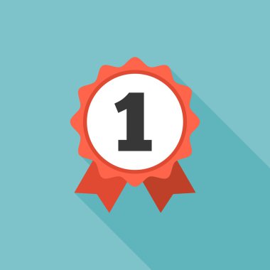 Dairesel şerit kazanan ilk rozet simge, düz tasarım