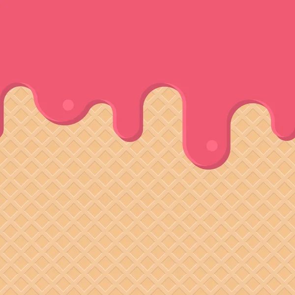 Gaufrettes à la crème glacée, gaufrettes à la crème aux fraises — Image vectorielle