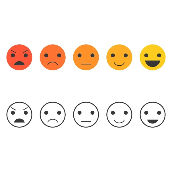 Conjunto de emoticon de feedback, coleção de emoticon de linha — Vetor de Stock