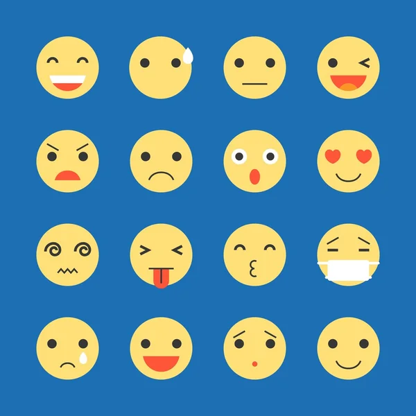 Emoji-Symbol-Set, flacher Emoticon-Vektor — Stockvektor