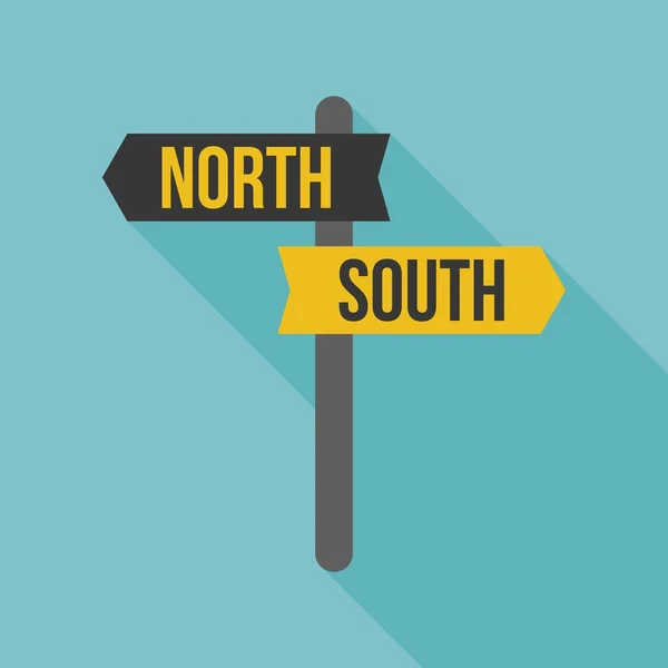 Sign post icon, north and south direction sign post, flat design — Stock Vector