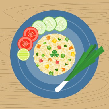 Fried rice, düz tasarım