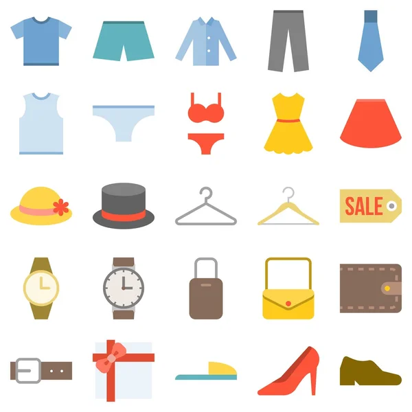 Vector clothing icons set,flat design — Stock Vector