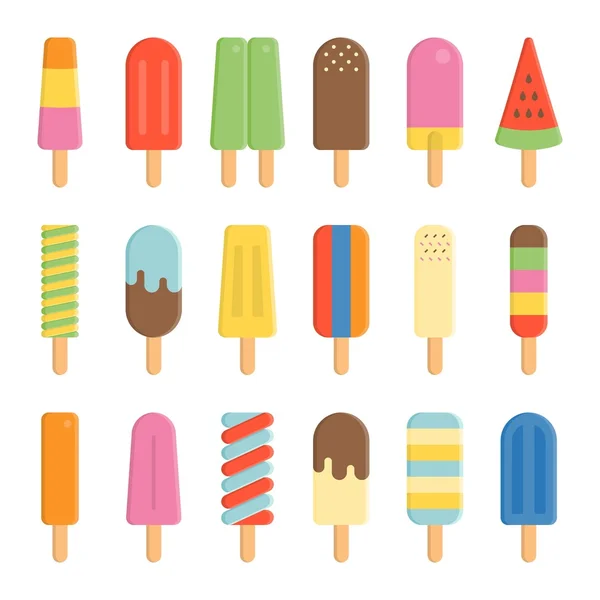 Icono de helado colorido, icono de palillo de paleta, diseño plano — Vector de stock