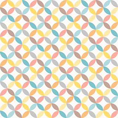 Dikişsiz desen, renkli daire soyut çiçek beyaz arka plan üzerinde izole