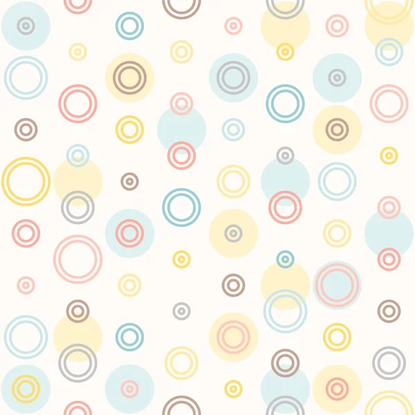 Seamless colourful polka dot pattern and colourful circle line pattern on white background, suitable for wrapping paper pattern — Stock Vector