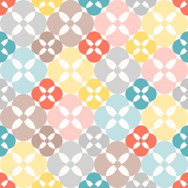 Seamless modeli. Klasik geometrik doku, simetrik renkli çiçek