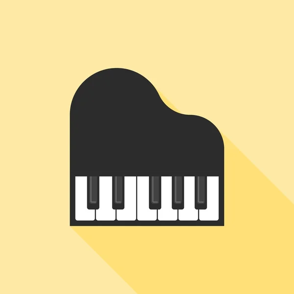 Icono de piano, icono de ilustración musical, diseño plano con sombra larga — Vector de stock