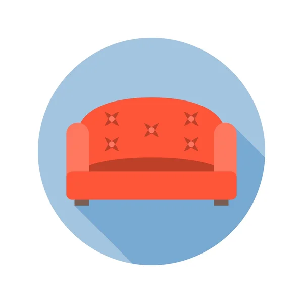 Vektor-Sofa-Symbol mit langem Schatten, flaches Design — Stockvektor