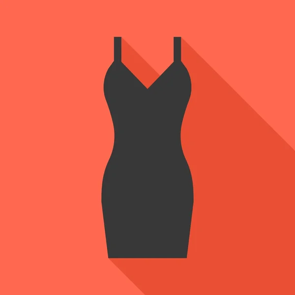 Векторное сексуальное черное платье с длинной тенью, плоский дизайн — стоковый вектор