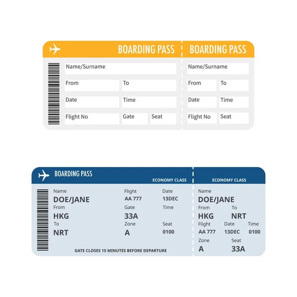 Boarding pass vektör, düz tasarım — Stok Vektör