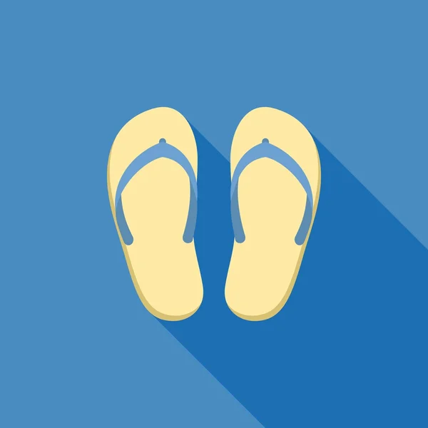 Ilustrasi Sandal. Simbol pantai, laut, liburan dan perjalanan untuk ikon musim panas, desain datar dengan bayangan panjang - Stok Vektor