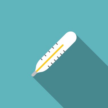 termometre simge uzun gölge, düz tasarımı ile