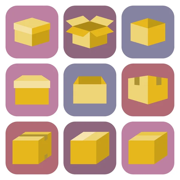 Box ikon i platt stil — Stock vektor