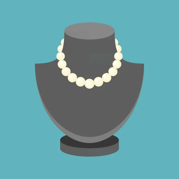 Векторное жемчужное ожерелье, плоский дизайн — стоковый вектор