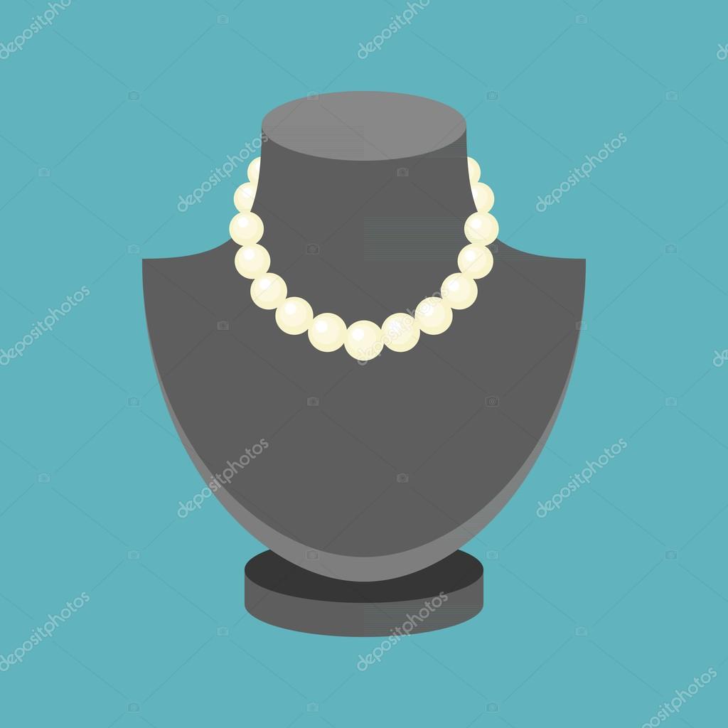 Vector pearl necklace, flat design