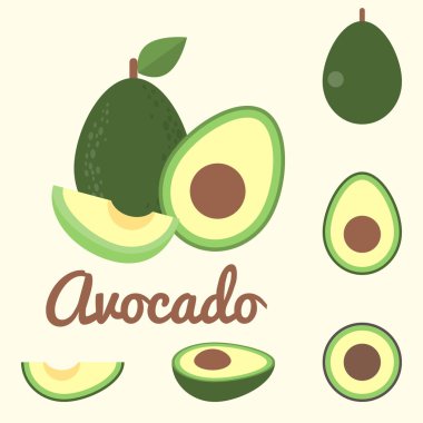Vektör avokado, düz tasarım