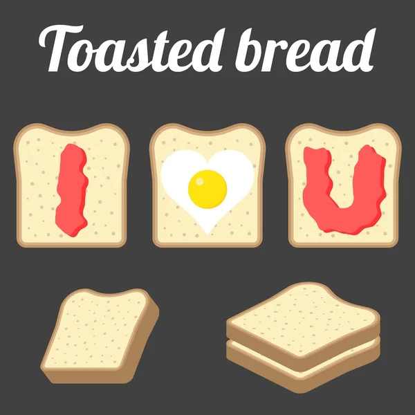 Toasted bread, flat design — Stock Vector