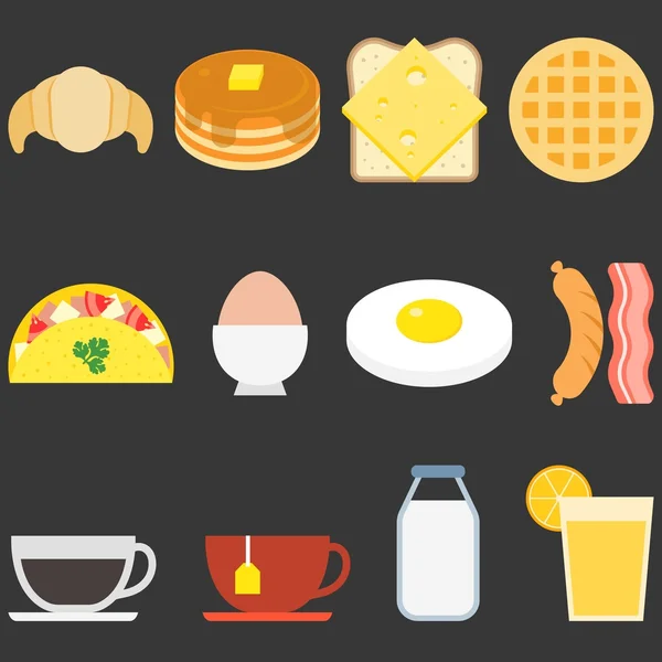 Iconos de comida, desayuno — Archivo Imágenes Vectoriales