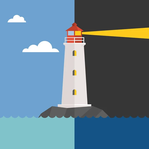 Faro vectorial en día y noche — Vector de stock