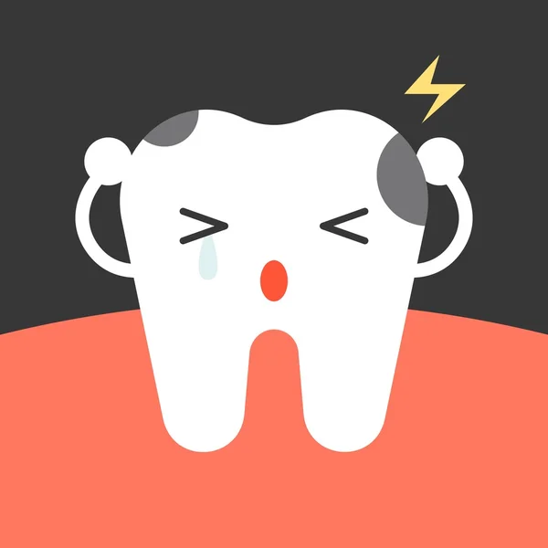 Vector decay  tooth cartoon, flat design — Stock Vector