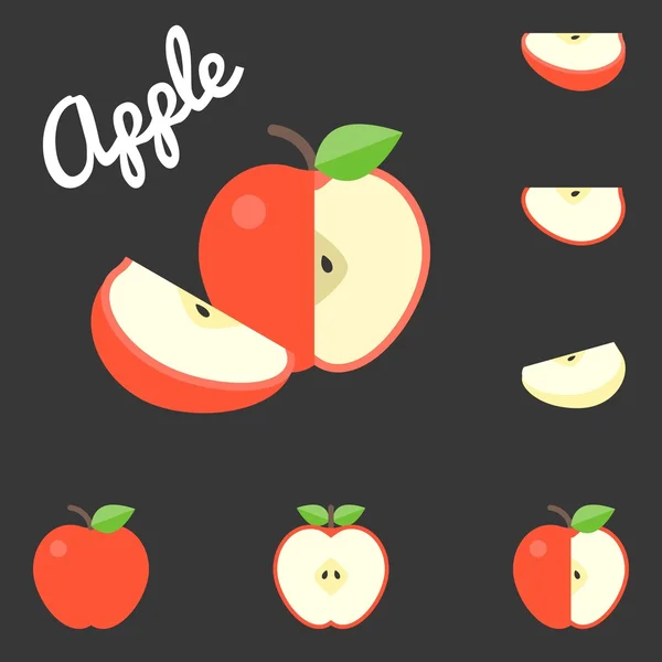 Vector apple, platt design — Stock vektor