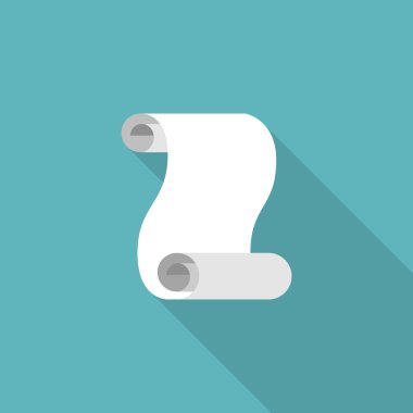 Vintage kaydırma simge vektör, düz tasarım 