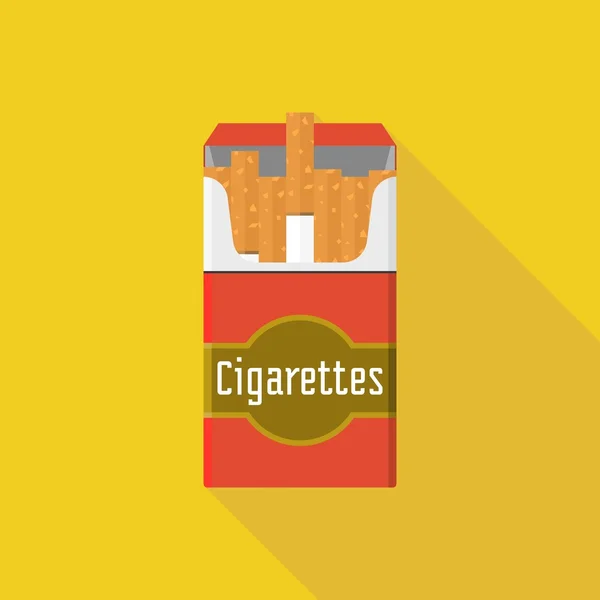 Vintage paquete de cigarrillos abiertos vector de ilustración, diseño plano — Vector de stock