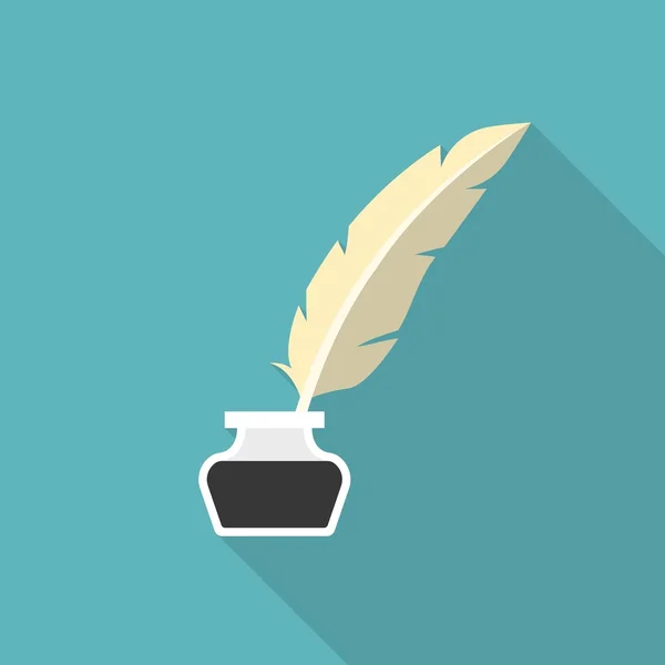 Rekwell icon with feather pen icon, flat design — стоковый вектор