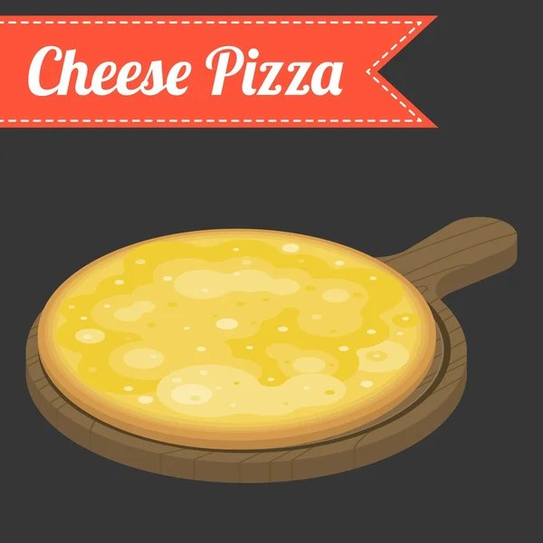 Vector Cheese Pizza, design piatto — Vettoriale Stock
