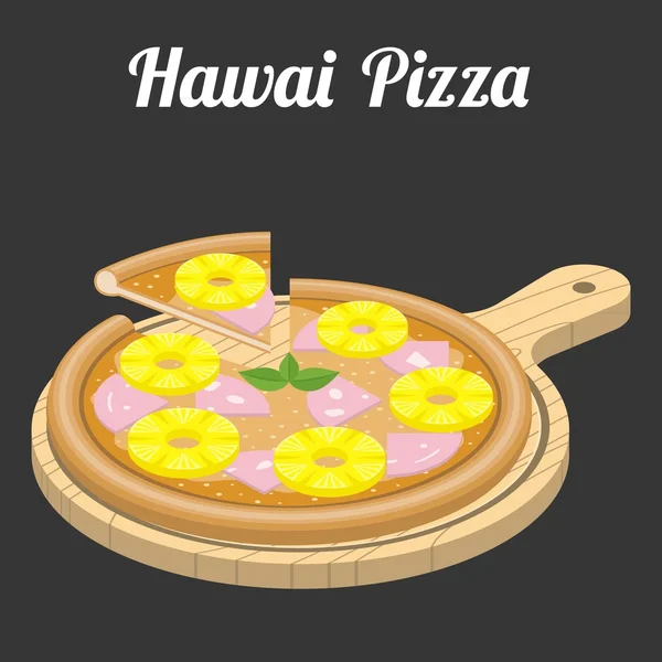 Pizza Hawaii wektor, Płaska konstrukcja — Wektor stockowy