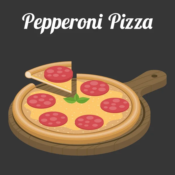 Vektör biberli Pizza, düz tasarım — Stok Vektör