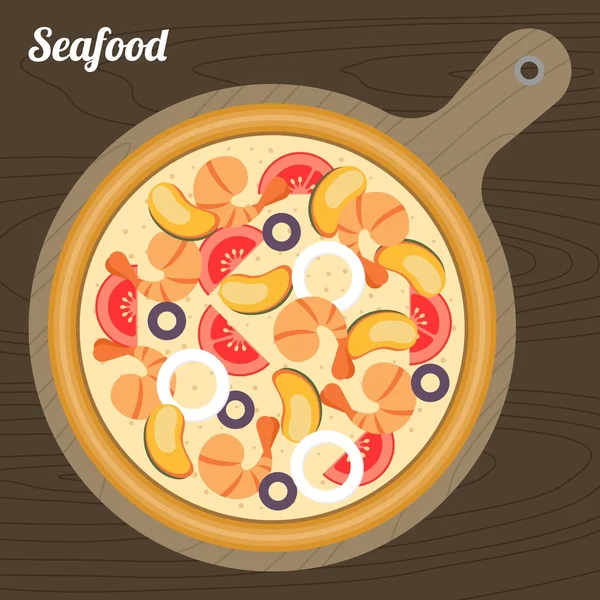 Pizza di pesce vettoriale, design piatto — Vettoriale Stock