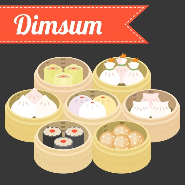 Vector Chinees eten Dimsum — Stockvector