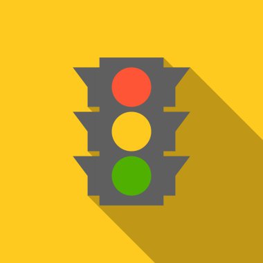 Vektör trafik lambası, uzun gölge ile düz tasarım