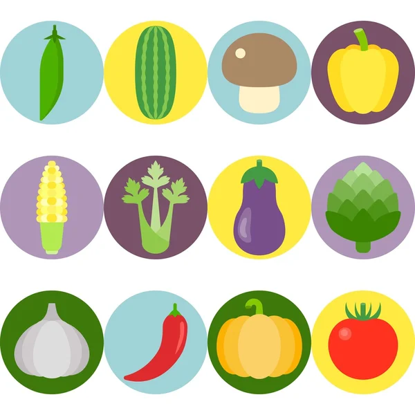 Vector grönsaker platt ikoner set 2 — Stock vektor
