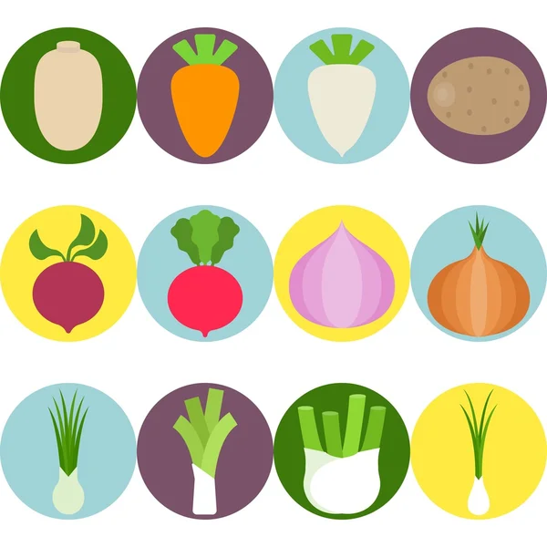 Vector Vegetables flat icons set 3 — Stock Vector