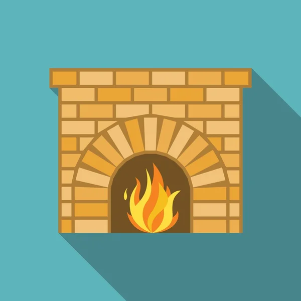 Vektor-Kamin mit Feuer, flache Bauweise — Stockvektor