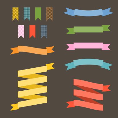 Retro şeritler, düz tasarım vektör kümesi