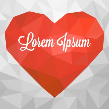 Vektör çokgen kalp arka plan, düz tasarım, hiçbir gradyan