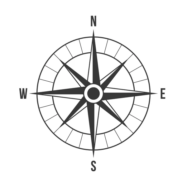矢量罗盘，剪影平面设计 — 图库矢量图片