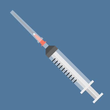 Vektör şırınga ve iğne, düz tasarım