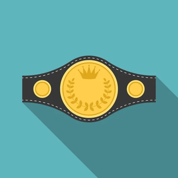 Ícone de cinto de campeonato de boxe vetorial com sombra longa, design plano —  Vetores de Stock