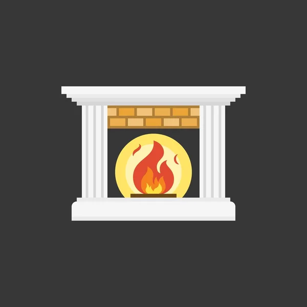 Feuer und Kamin Ikone, flaches Design — Stockvektor