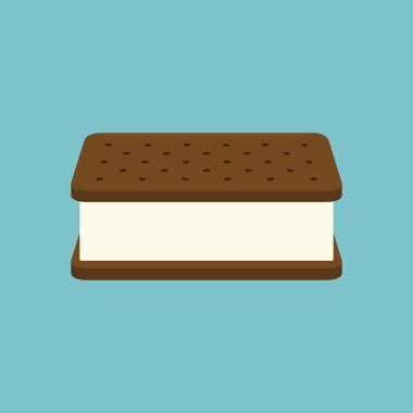 3D dondurma sandviç simge vektör, düz tasarım