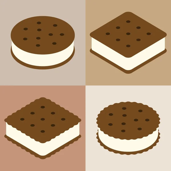 アイス クリーム サンドイッチ クッキー コレクションのセット — ストックベクタ