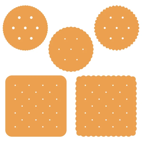 Set de Cracker cuadrado y redondo sobre fondo blanco vector — Vector de stock