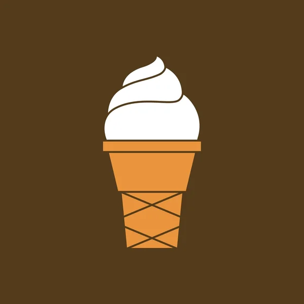 Icono de cono de helado, gelato en el vector de ilustración de cono, silueta — Vector de stock