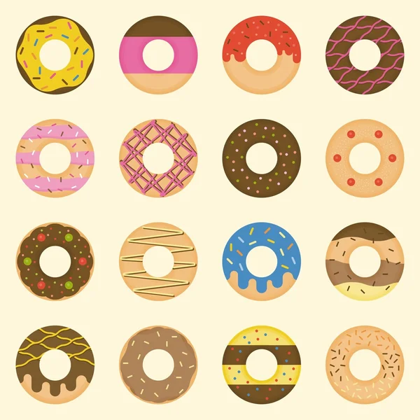 Set of donut collection icon, flat design, no gradient,no transparent — Stock Vector