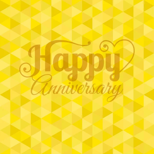 Carta feliz aniversario del vector con fondo geométrico amarillo — Archivo Imágenes Vectoriales